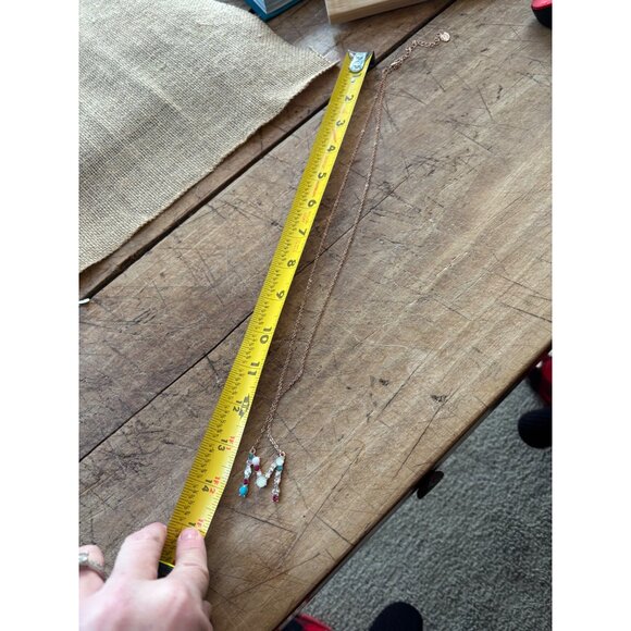 Personalized Letter M Necklace With Gemstones & Rose Gold Chain - Picture 5 of 9